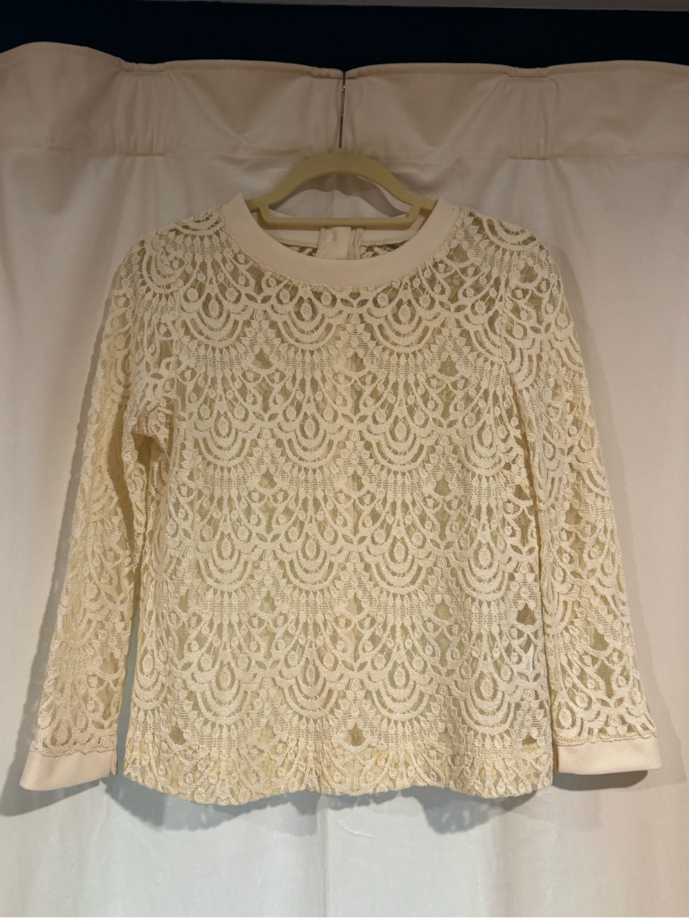 Banana Republic Cream Lace Long Sleeve Top